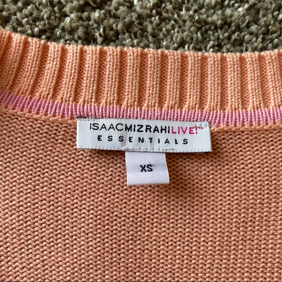 ISAAC MIZRAHI essential knit button up long cardigan in peach pink XS - Picture 10 of 12